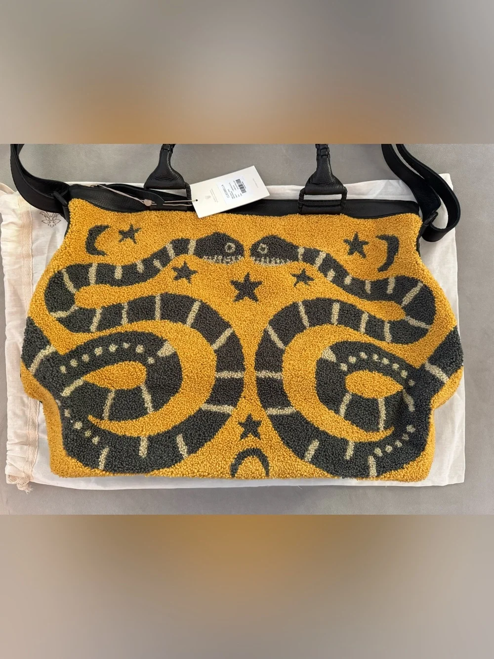 NWT Cleobella Leather Travel Carry On Snake Dree Weekender Bag in Yellow - Picture 8 of 11